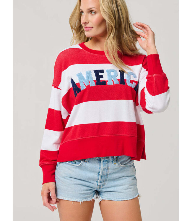 Jane "America" Rugby Stripe Relaxed Sweatshirt