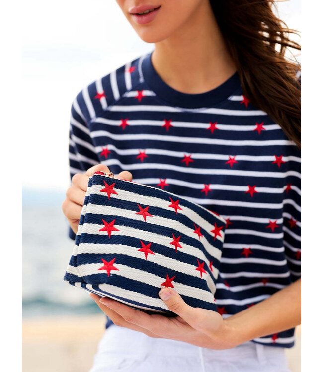 Morgan Stars Large Zip Pouch - Navy