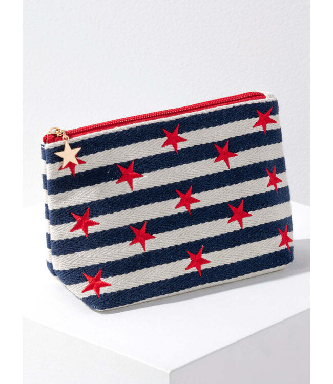 Morgan Stars Large Zip Pouch - Navy