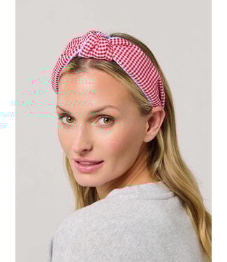 Gingham Knotted Headband - Red