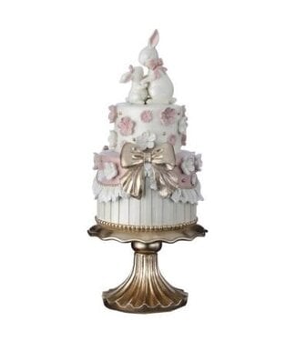 18" Resin Easter Double Layer Cake with Bunny