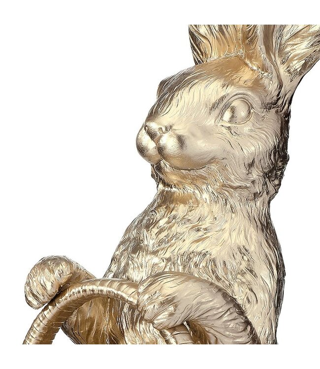17" Resin Bunny With Floral Edged Basket