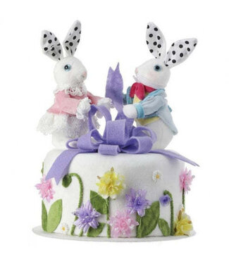 10.25" Styro Bunnies and Bow Floral Cake