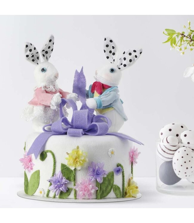 10.25" Styro Bunnies and Bow Floral Cake