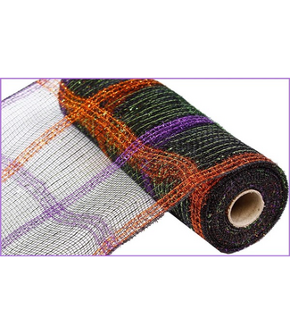 10.5"X10yd Tinsel/Foil Stripe Check Ribbon