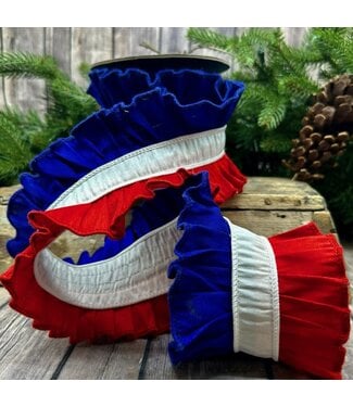 Dupion Ruffle, Red White Royal Blue