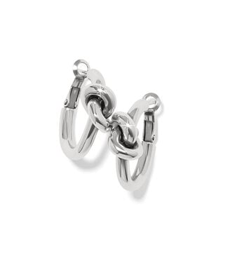 BRIGHTON Interlok Single Knot Silver Hoop Earrings