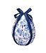 Fabric Toile Easter Egg W Bow  - Blue White