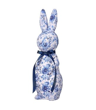 Fabric Toile Easter Bunny W Bow 15”