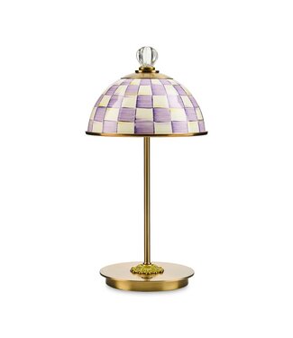MACKENZIE CHILDS Violet Check LED Rechargeable Dome Table Lamp