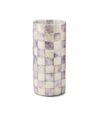MACKENZIE CHILDS Violet Check Capiz Small Vase