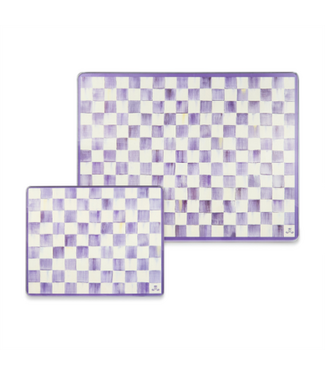 MACKENZIE CHILDS Violet Check Glass Cutting Boards - Set of 2