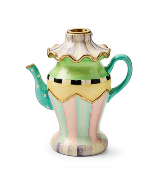 MACKENZIE CHILDS Violet Teapot Candle Holder