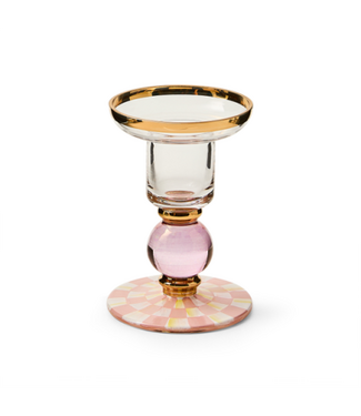 MACKENZIE CHILDS Check Small Glass Candlestick