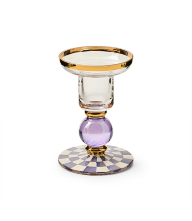 MACKENZIE CHILDS Check Small Glass Candlestick