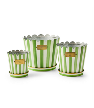 MACKENZIE CHILDS Stripe Pot & Saucer - Sold Individually