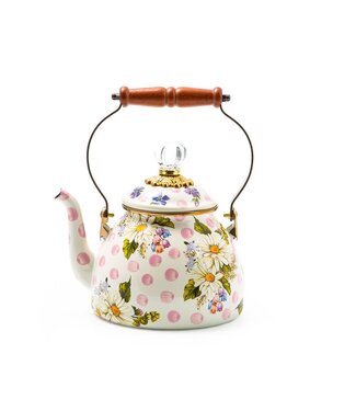 MACKENZIE CHILDS Wildflowers Pink 2 Quart Tea Kettle