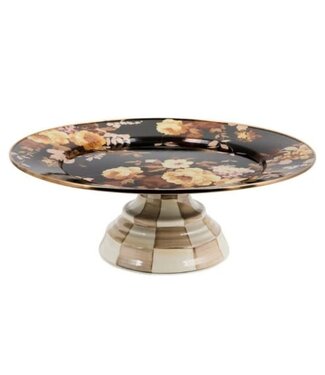 MACKENZIE CHILDS Wild Rose Brown Small Pedestal Platter