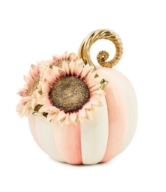 MACKENZIE CHILDS Rosy Stripe Small Sunflower Pumpkin