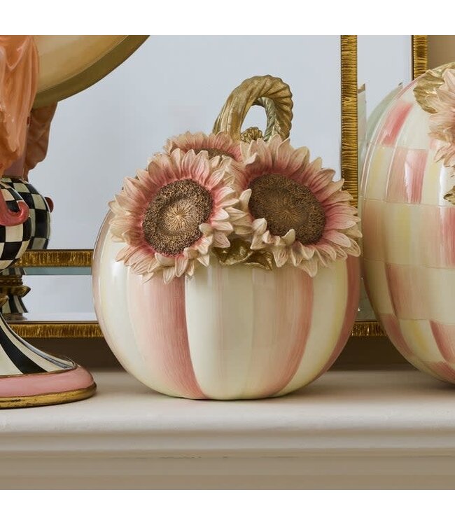 MACKENZIE CHILDS Rosy Stripe Small Sunflower Pumpkin