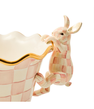 MACKENZIE CHILDS Rosy Check Funny Bunny Pot Climber