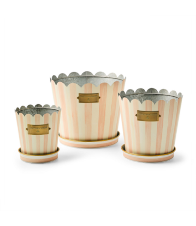 MACKENZIE CHILDS Stripe Pot & Saucer - Sold Individually