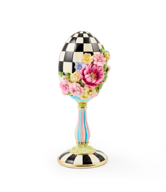 MACKENZIE CHILDS Frolic Spring Floral Pedestal Egg