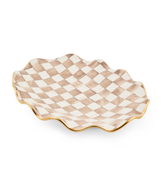MACKENZIE CHILDS Mocha Check Ceramic Large Serving Platter