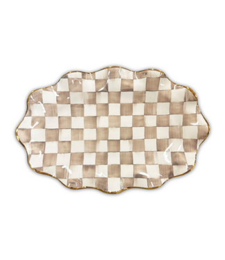 MACKENZIE CHILDS Mocha Check Ceramic Serving Platter