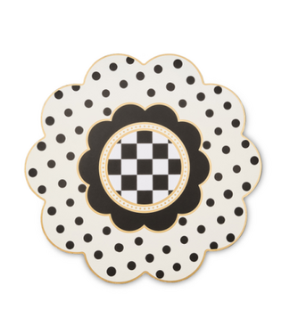 MACKENZIE CHILDS Bee Toile Round Scalloped Cork Back Placemat