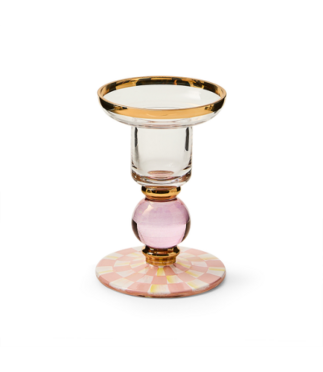 MACKENZIE CHILDS Check Small Glass Candlestick