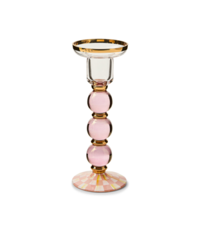 MACKENZIE CHILDS Check Large Glass Candlestick