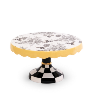 MACKENZIE CHILDS Bee Toile Small Pedestal Platter