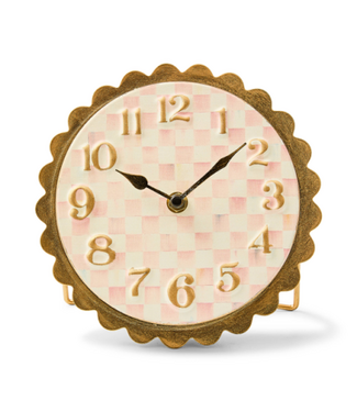 MACKENZIE CHILDS Rosy Check Scalloped Desk Clock