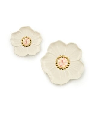 MACKENZIE CHILDS Rosy Flower Trinket Dishes - Set of 2