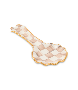 MACKENZIE CHILDS Mocha Check Ceramic Spoon Rest