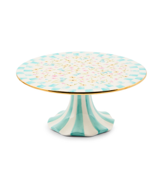 MACKENZIE CHILDS Posie Patch Small Ceramic Pedestal Platter