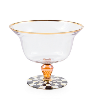 MACKENZIE CHILDS Courtly Check Glass Pedestal Bowl