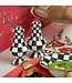 MACKENZIE CHILDS Courtly Check Enamel Large Salt & Pepper Shakers Set