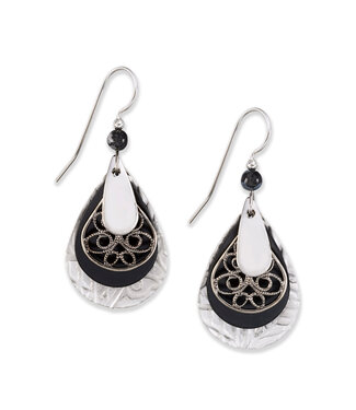 SILVER FOREST Surgical Steel Layered Teardrop Filigree Earrings
