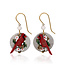 SILVER FOREST Red Cardinal with Flowers Drop Earrings