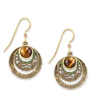 SILVER FOREST Tiger Eye on Circles Earrings