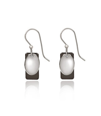 SILVER FOREST Mini Layered Rectangle & Oval Shapes Drop Earrings