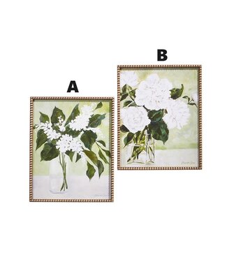 22" White Flowers in Vase Framed Print