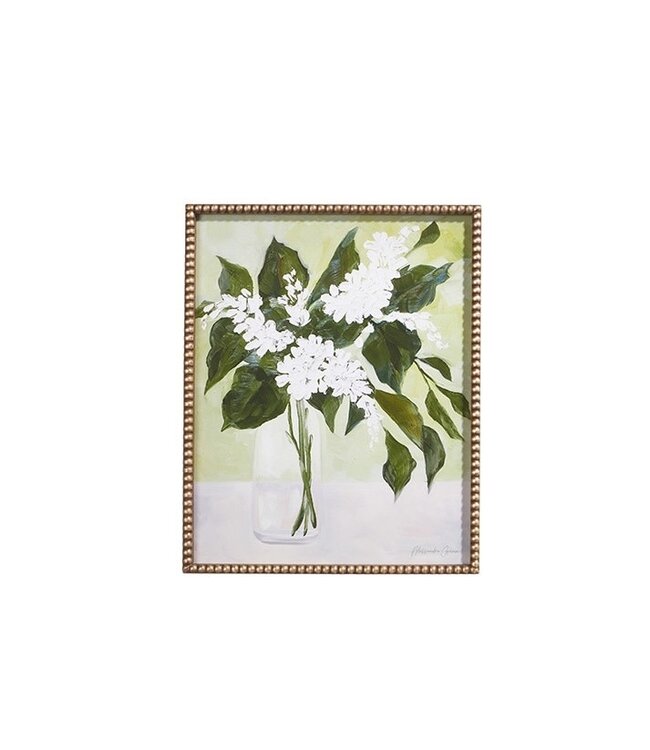 22" White Flowers in Vase Framed Print