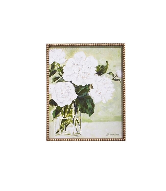 22" White Flowers in Vase Framed Print