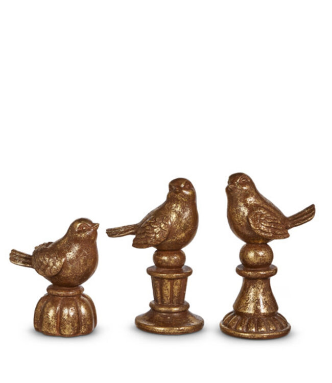 Antique Brass Birds on Pedestals