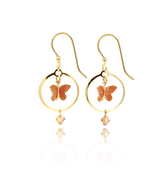 SILVER FOREST Butterfly in Loop & Bead Drop Earrings