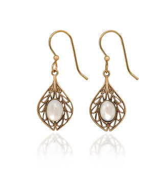 SILVER FOREST Filigree Tear & Oval Stone Earrings