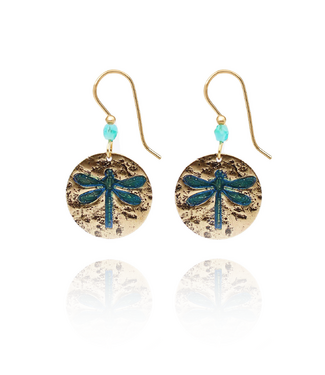 SILVER FOREST Dragonfly in Textured Disc Earrings
